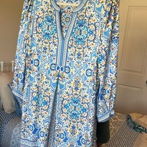 Hale Bob Blue and Yellow Patterned Tunic